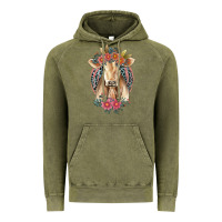 Vintage Olive flower cow Vintage Hoodie - Jasminsmagicworld