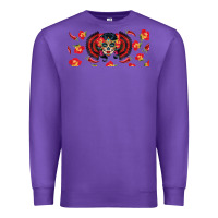 Purple sugar skull rose libbey glass Premium Sweatshirt - BundleAndBundleShop