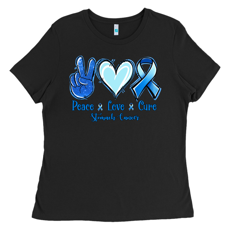 Peace Love Cure Stomach Cancer Ladies Tee by Jasminsmagicworld | Teevron