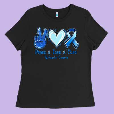 Peace Love Cure Stomach Cancer Ladies Tee Designed By Jasminsmagicworld