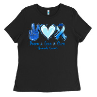Black Peace Love Cure Stomach Cancer Ladies Tee - Jasminsmagicworld
