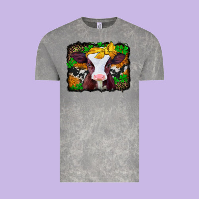 St Patricks Baby Cow With Leopard Background Vintage Tee Designed By Jasminsmagicworld