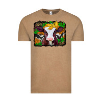 Vintage Coffee st patricks baby cow with leopard background Vintage Tee - Jasminsmagicworld