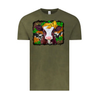 Vintage Olive st patricks baby cow with leopard background Vintage Tee - Jasminsmagicworld