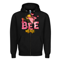 Black Bee Mine Valentines Day Zipper Hoodie - OliviaCreatesArt