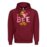 Burgundy Bee Mine Valentines Day Zipper Hoodie - OliviaCreatesArt