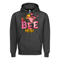 Charcoal Heather Bee Mine Valentines Day Zipper Hoodie - OliviaCreatesArt