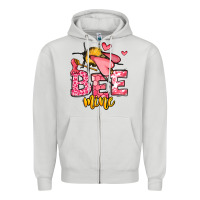 Dove Grey Bee Mine Valentines Day Zipper Hoodie - OliviaCreatesArt