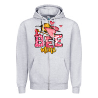 Heather Grey Bee Mine Valentines Day Zipper Hoodie - OliviaCreatesArt