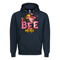 Navy Bee Mine Valentines Day Zipper Hoodie - OliviaCreatesArt