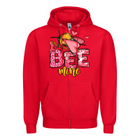 Red Bee Mine Valentines Day Zipper Hoodie - OliviaCreatesArt
