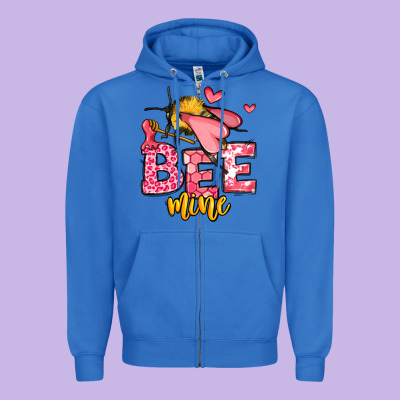 Bee Mine Valentines Day Zipper Hoodie Designed By Oliviacreatesart