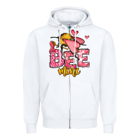 White Bee Mine Valentines Day Zipper Hoodie - OliviaCreatesArt