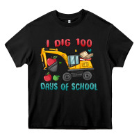 Black i dig 100 days of school excavator Heavy Core Tee - MaliasSmallBusiness