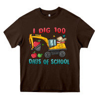 Chocolate Brown i dig 100 days of school excavator Heavy Core Tee - MaliasSmallBusiness