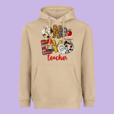 One Loved Teacher Heavyweight Hoodie Designed By Fadigitalartstudio