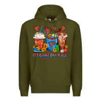 Army Green It's Game Day Y'all Basketball Coffee Cups Premium Hoodie - FaDigitalArtStudio