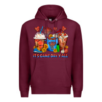 Burgundy It's Game Day Y'all Basketball Coffee Cups Premium Hoodie - FaDigitalArtStudio