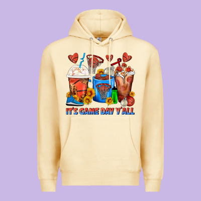 It's Game Day Y'all Basketball Coffee Cups Premium Hoodie Designed By Fadigitalartstudio