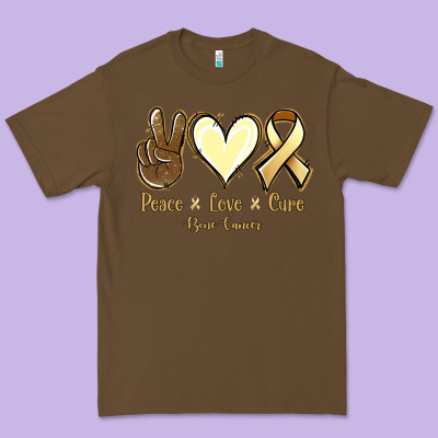 Peace Love Cure Bone Cancer Premium Tee Designed By Nancycooperartshop