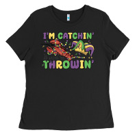 Black i'm catchin' if you're throwin' Ladies Tee - MaliasSmallBusiness