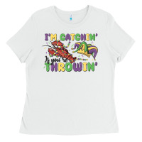 White i'm catchin' if you're throwin' Ladies Tee - MaliasSmallBusiness