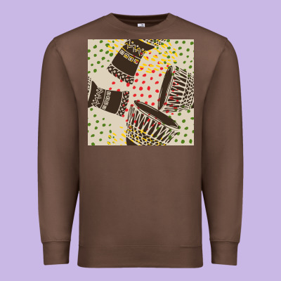 African Drum Seamless Pattern Premium Sweatshirt Designed By Bundleandbundleshop