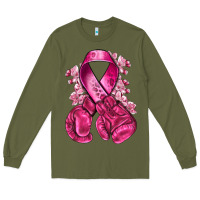 Army Green breast cancer with boxing gloves Long Sleeve Tee - NancyCooperArtShop
