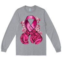 Heather Grey breast cancer with boxing gloves Long Sleeve Tee - NancyCooperArtShop