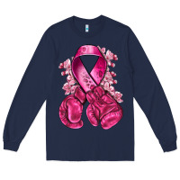 Navy breast cancer with boxing gloves Long Sleeve Tee - NancyCooperArtShop