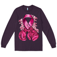 Plum breast cancer with boxing gloves Long Sleeve Tee - NancyCooperArtShop