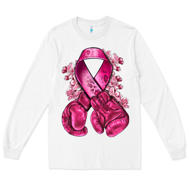 Breast Cancer With Boxing Gloves Long Sleeve Tee by NancyCooperArtShop | Teevron