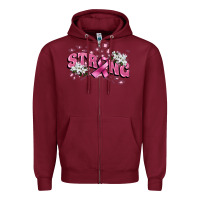 Burgundy Strong Cancer Awareness Zipper Hoodie - FaDigitalArtStudio