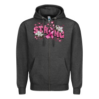 Charcoal Heather Strong Cancer Awareness Zipper Hoodie - FaDigitalArtStudio