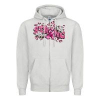 Dove Grey Strong Cancer Awareness Zipper Hoodie - FaDigitalArtStudio