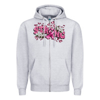 Heather Grey Strong Cancer Awareness Zipper Hoodie - FaDigitalArtStudio