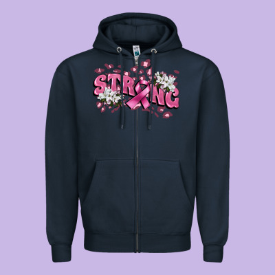Strong Cancer Awareness Zipper Hoodie Designed By Fadigitalartstudio