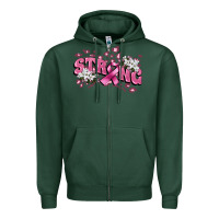 Sports Green Strong Cancer Awareness Zipper Hoodie - FaDigitalArtStudio