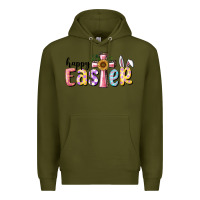 Army Green Happy Easter With Cross Premium Hoodie - RanaPortraitStore