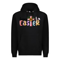 Black Happy Easter With Cross Premium Hoodie - RanaPortraitStore