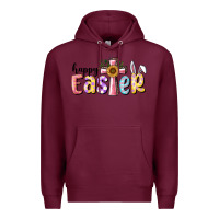 Burgundy Happy Easter With Cross Premium Hoodie - RanaPortraitStore