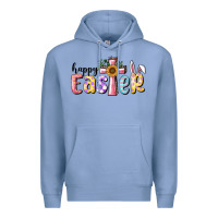 Colony Blue Happy Easter With Cross Premium Hoodie - RanaPortraitStore