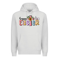 Dove Grey Happy Easter With Cross Premium Hoodie - RanaPortraitStore