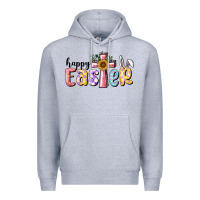 Heather Grey Happy Easter With Cross Premium Hoodie - RanaPortraitStore