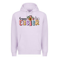 Lilac Happy Easter With Cross Premium Hoodie - RanaPortraitStore
