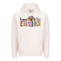 Pale Pink Happy Easter With Cross Premium Hoodie - RanaPortraitStore