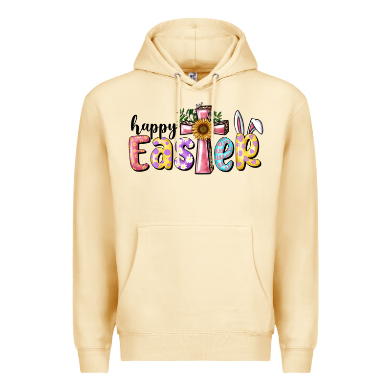 Happy Easter With Cross Premium Hoodie by RanaPortraitStore | Teevron