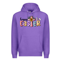 Purple Happy Easter With Cross Premium Hoodie - RanaPortraitStore