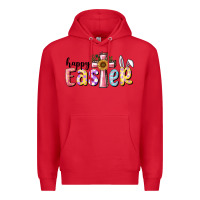 Red Happy Easter With Cross Premium Hoodie - RanaPortraitStore