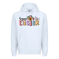 White Happy Easter With Cross Premium Hoodie - RanaPortraitStore